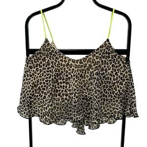 Mine Women's MD Leopard Print Neon Straps Baby Tank Blouse